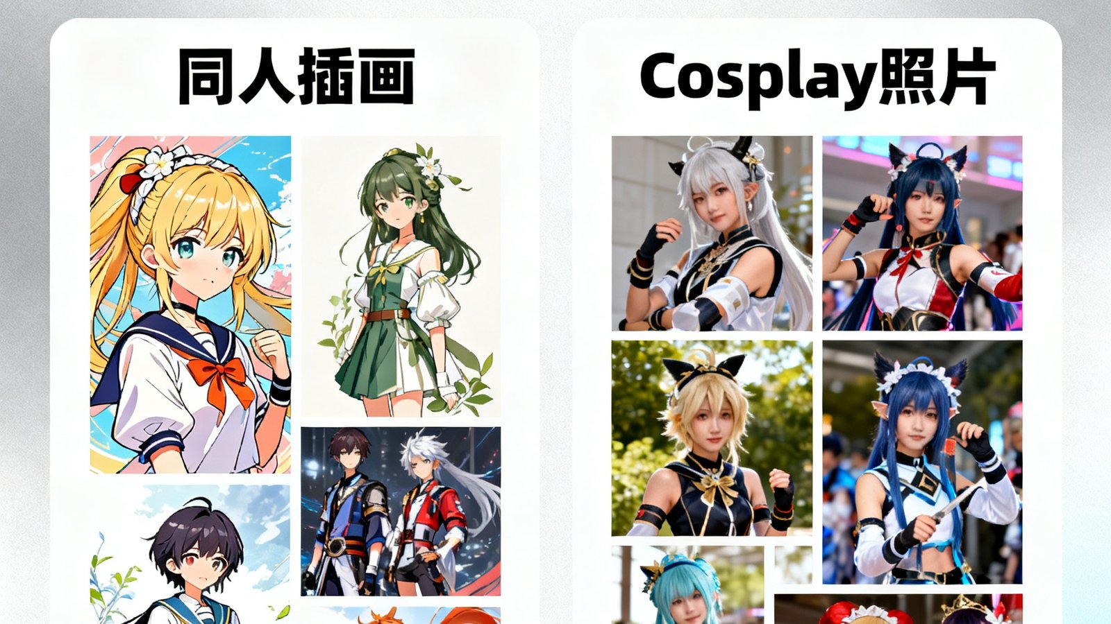 亿万28社区玩家创作大赛获奖作品，包含同人插画和Cosplay照片